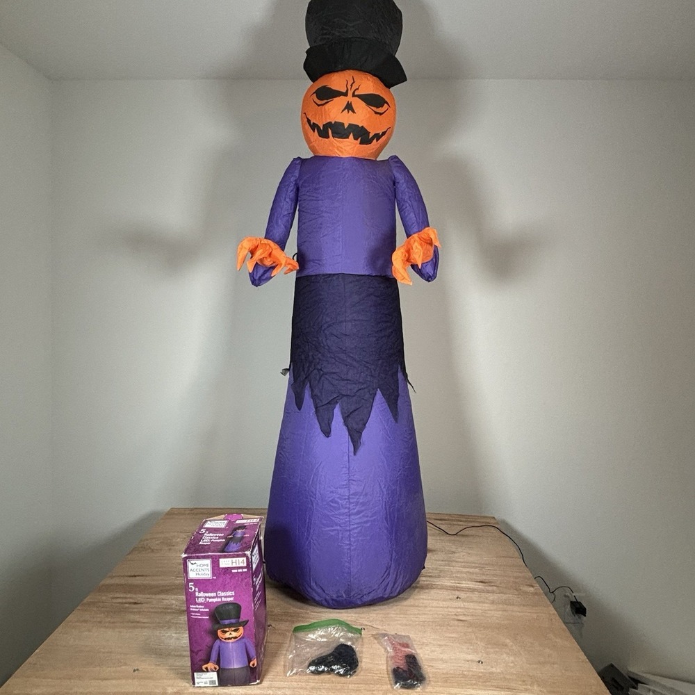 5ft Airblown Inflatable Halloween Pumpkin Reaper Home Accents Holiday Blow Up
